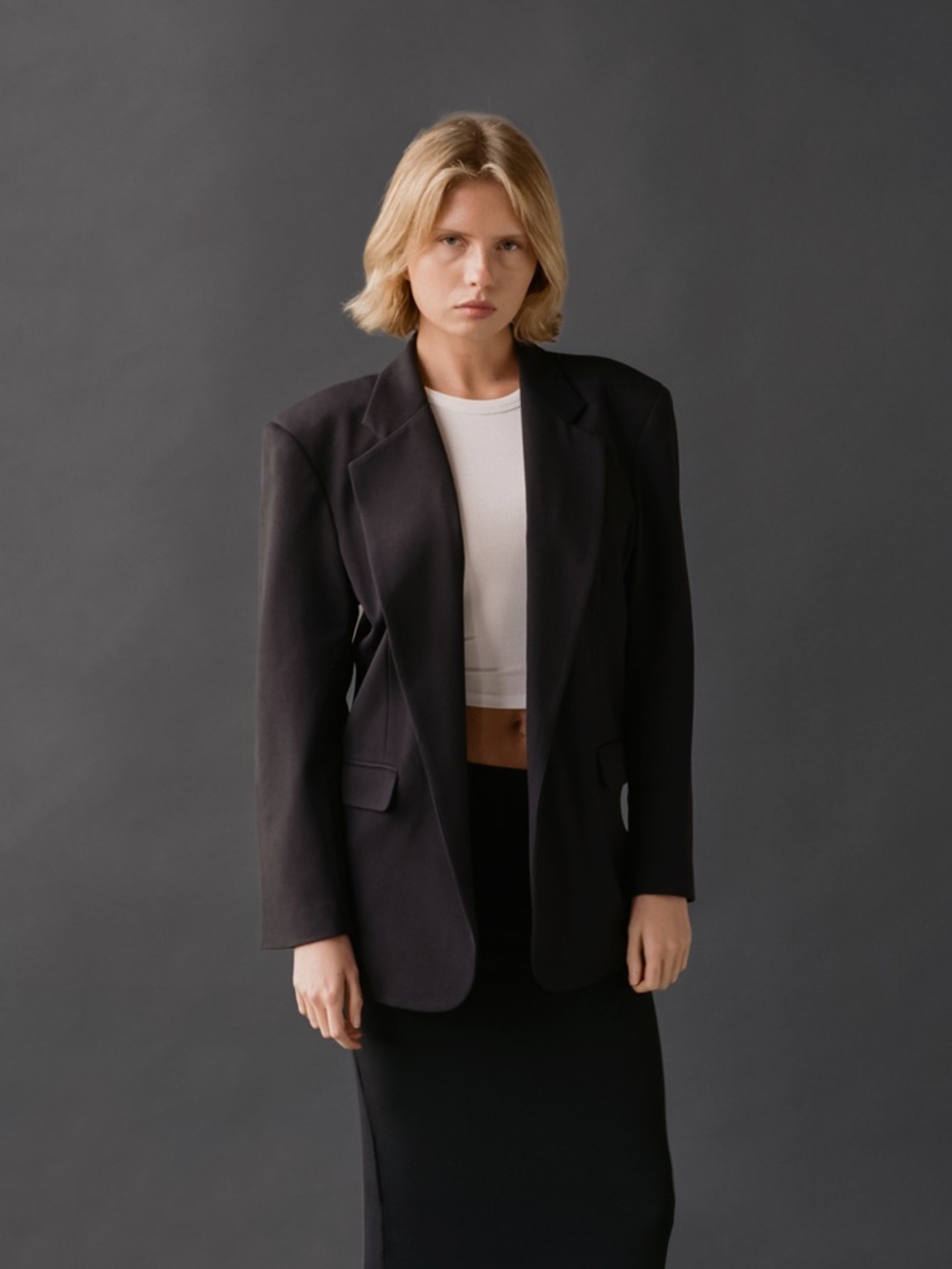 Women's Black Tailored Blazer - Structured Suit Jacket